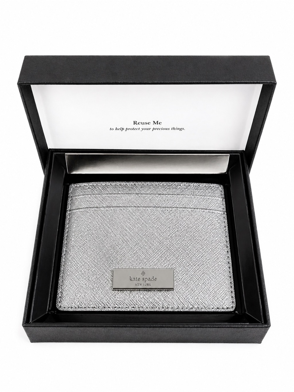 kate spade Kenzie Silver Metallic Cardholder NWT - Picture 2 of 5